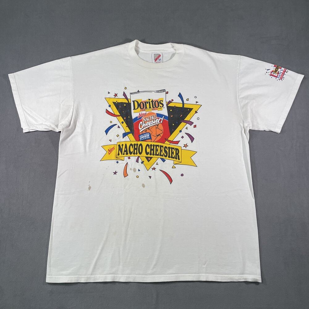 Vintage 90s Doritos Nacho Cheesier Graphic T-Shirt Men's XL White Retro